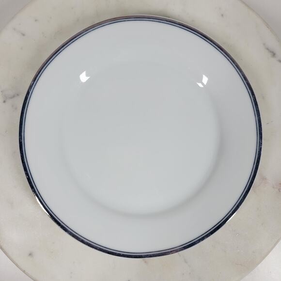 Williams Sonoma Open Kitchen Plate 9" Blue Gold Rim Salad Dinnerware - Picture 7 of 15